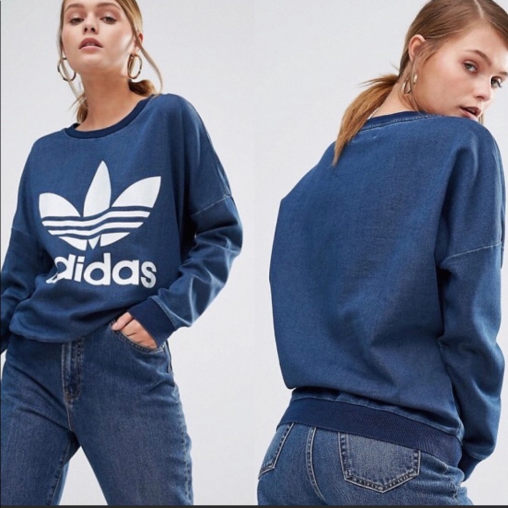 Adidas Denim look pullover Sweatshirt Trefoil Logo